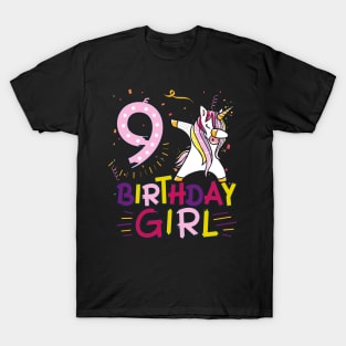 Funny Birthday Gift 9 year old Girl Dabbing Unicorn T-Shirt T-Shirt
